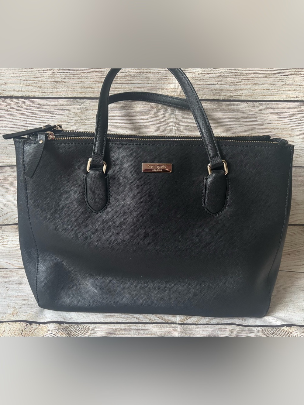 Kate Spade Laurel Way Leighann Black Saffiano Leather Satchel Tote
